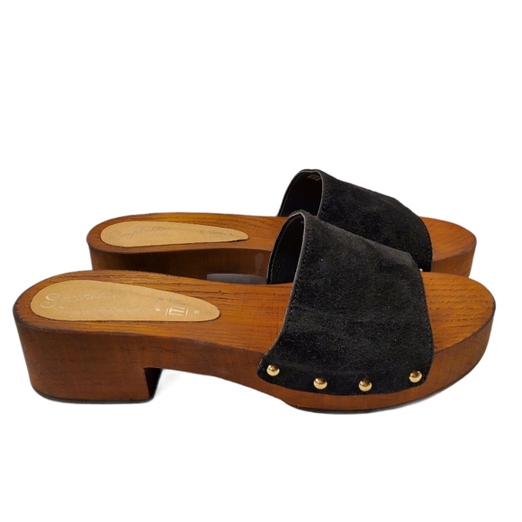 LIKE NEW Seychelles Black Suede Good Spirit Slide Sandal 8.5 - Picture 3 of 9